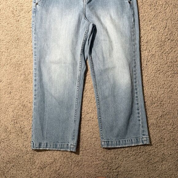 Calvin Klein Women's Light Wash Capri Wide Jeans High Rise Stretch Denim Y2K 14 - Picture 2 of 11